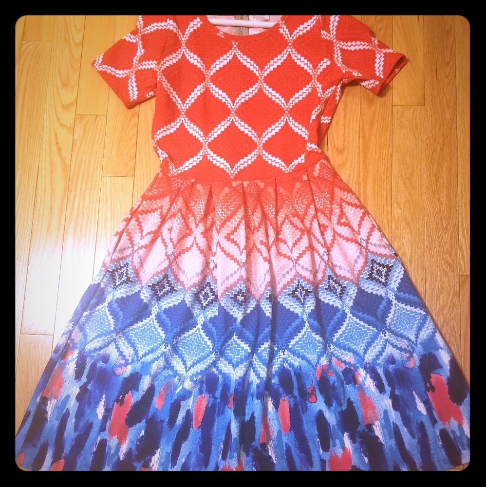 Lularoe Ombre Amelia EUC Medium "Unicorn"